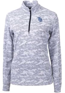 Cutter and Buck Tampa Bay Rays Womens Charcoal Traverse Camo 1/4 Zip Pullover