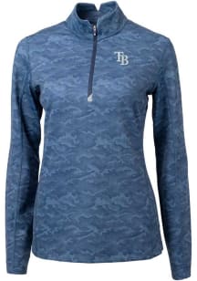 Cutter and Buck Tampa Bay Rays Womens Navy Blue Traverse Camo 1/4 Zip Pullover