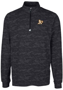 Cutter and Buck Oakland Athletics Mens Black Traverse Camo Print Big and Tall 1/4 Zip Pullover
