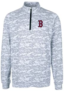 Cutter and Buck Boston Red Sox Mens Charcoal Traverse Camo Print Big and Tall Qtr Zip