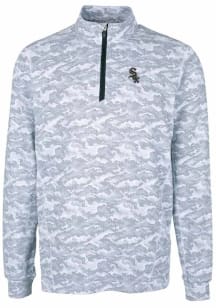 Cutter and Buck Chicago White Sox Mens Charcoal Traverse Camo Print Big and Tall 1/4 Zip Pullove..