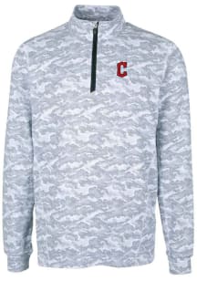 Cutter and Buck Cleveland Guardians Mens Charcoal Traverse Camo C Logo Big and Tall 1/4 Zip Pull..