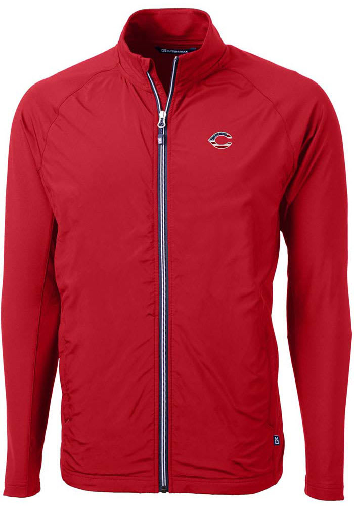 Cutter and Buck Cincinnati Reds Mens Red Adapt Eco Long Sleeve Full Zip Jacket