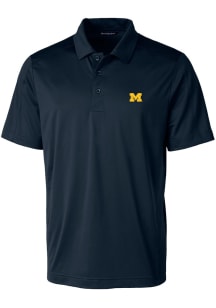 Mens Michigan Wolverines Navy Blue Cutter and Buck Prospect Short Sleeve Polo Shirt