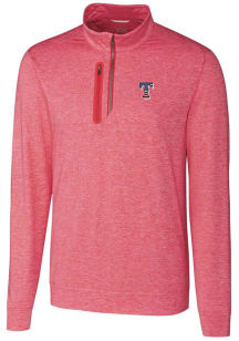 Cutter and Buck Texas Rangers Mens Red Stealth Heathered Long Sleeve 1/4 Zip Pullover