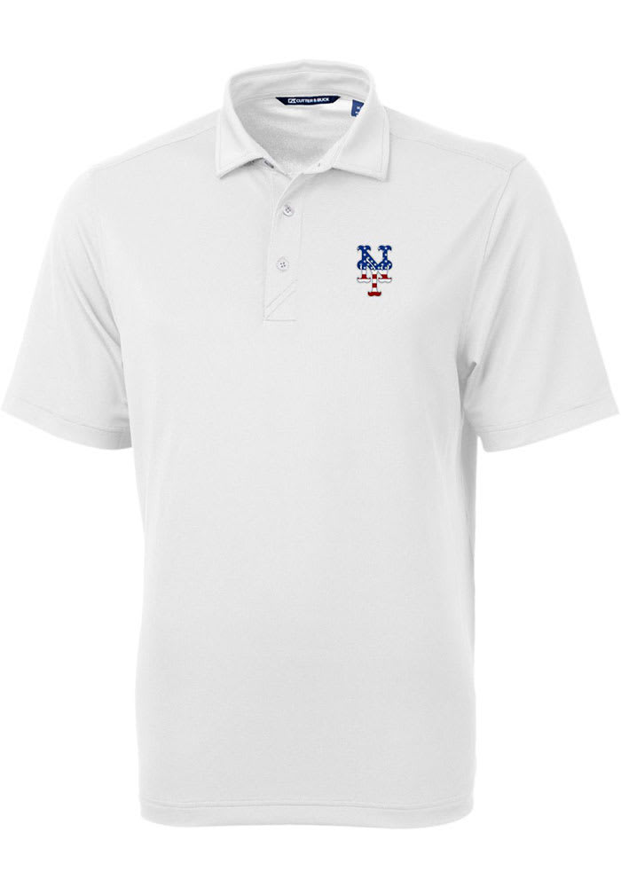 Cutter and Buck New York Mets Mens White Virtue Eco Pique Big and Tall Polos Shirt
