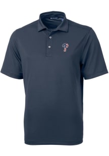 Cutter and Buck Philadelphia Phillies Mens Navy Blue Virtue Eco Pique Big and Tall Polos Shirt