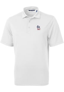 Cutter and Buck St Louis Cardinals White Virtue Eco Pique Big and Tall Polo