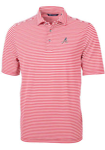 Cutter and Buck Atlanta Braves Mens Red Virtue Eco Pique Stripe Big and Tall Polos Shirt