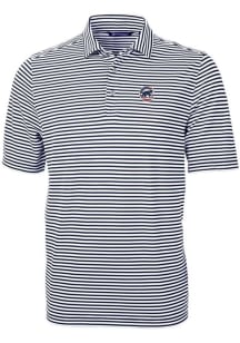 Cutter and Buck Chicago Cubs Navy Blue Stars and Stripes Virtue Eco Pique Stripe Big and Tall Po..