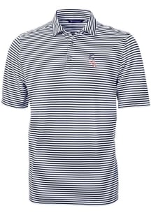 Cutter and Buck Chicago White Sox Mens Navy Blue Virtue Eco Pique Stripe Big and Tall Polos Shir..