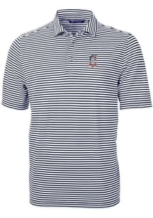 Cutter and Buck Cleveland Guardians Mens Navy Blue Virtue Eco Pique Stripe Big and Tall Polos Sh..