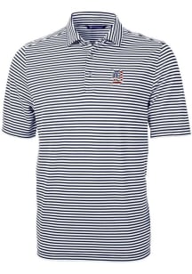 Cutter and Buck Detroit Tigers Mens Navy Blue Virtue Eco Pique Stripe Big and Tall Polos Shirt