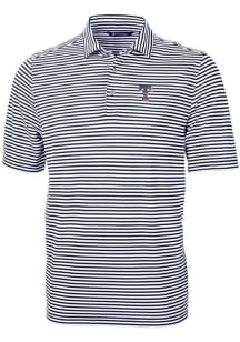 Cutter and Buck Texas Rangers Navy Blue Virtue Eco Pique Stripe Big and Tall Polo