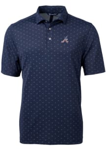 Cutter and Buck Atlanta Braves Mens Navy Blue Virtue Eco Pique Tile Big and Tall Polos Shirt
