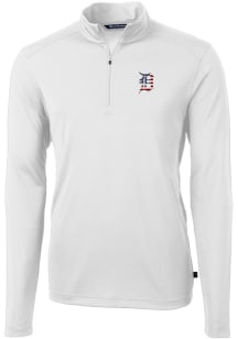 Cutter and Buck Detroit Tigers Mens White Virtue Eco Pique Big and Tall 1/4 Zip Pullover