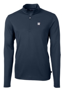 Cutter and Buck Houston Astros Mens Navy Blue Americana Virtue Eco Pique Big and Tall 1/4 Zip Pu..