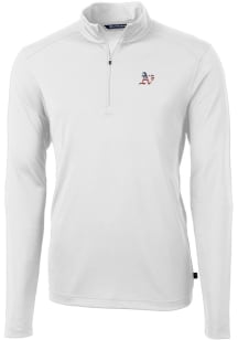 Cutter and Buck Oakland Athletics Mens White Virtue Eco Pique Big and Tall 1/4 Zip Pullover