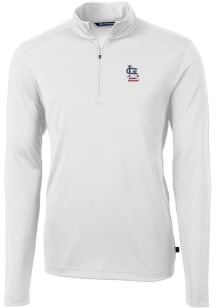 Cutter and Buck St Louis Cardinals Mens White Virtue Eco Pique Big and Tall 1/4 Zip Pullover