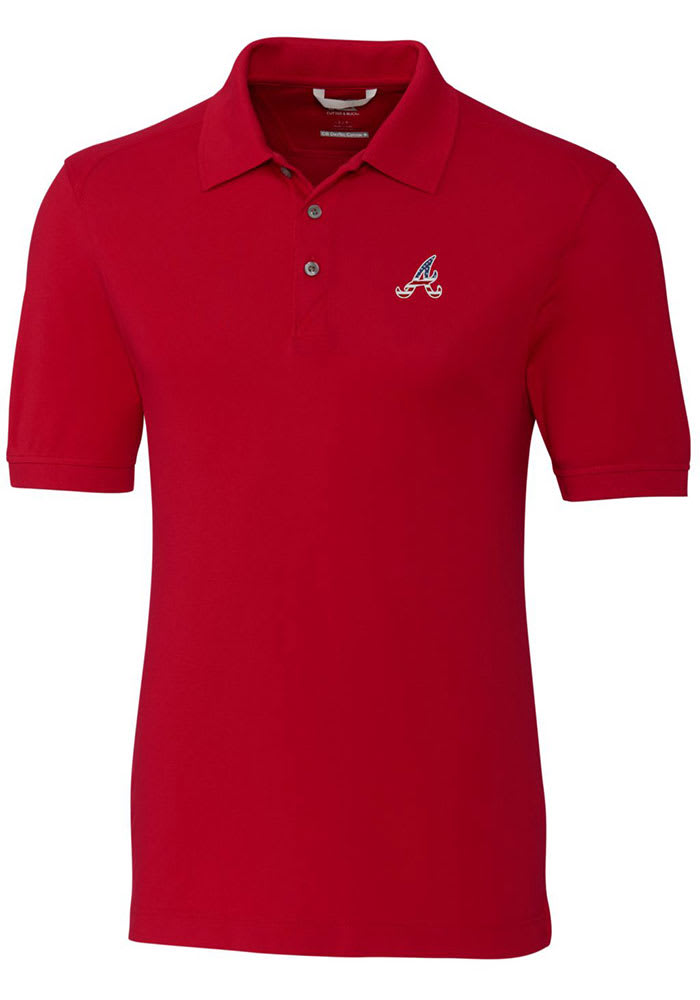 Atlanta Braves Cutter & Buck Advantage Tri-Blend Pique Mens Big and Tall Long Sleeve Polo