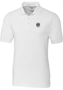 Cutter and Buck Chicago Cubs Mens White Advantage Pique Big and Tall Polos Shirt
