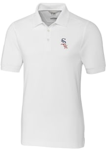 Cutter and Buck Chicago White Sox Mens White Advantage Pique Big and Tall Polos Shirt