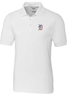 Cutter and Buck Detroit Tigers Mens White Advantage Pique Big and Tall Polos Shirt