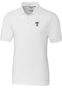 Cutter and Buck Texas Rangers Mens White Advantage Pique Big and Tall Polos Shirt