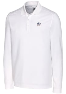 Cutter and Buck Miami Marlins White Advantage Pique Long Sleeve Big and Tall Polo
