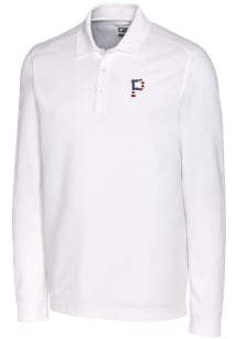Cutter and Buck Pittsburgh Pirates Mens White Advantage Pique Long Sleeve Big and Tall Polos Shi..