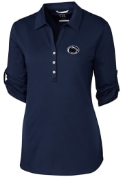 Cutter and Buck Penn State Nittany Lions Womens Thrive Long Sleeve Navy Blue Dress Shirt