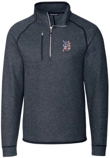 Cutter and Buck Detroit Tigers Mens Navy Blue Mainsail Sweater Big and Tall 1/4 Zip Pullover
