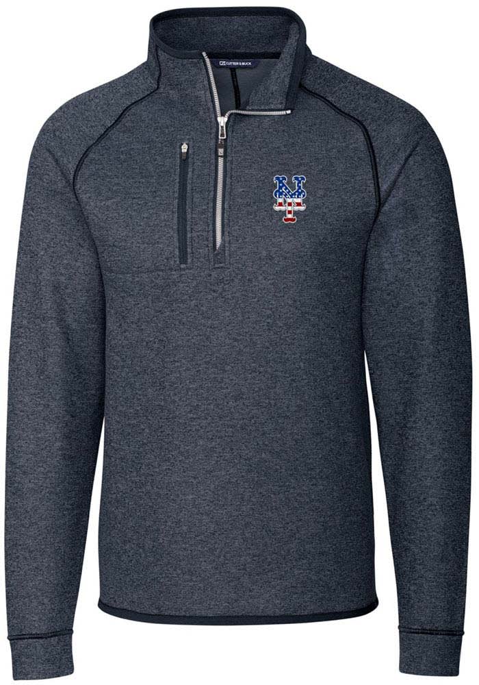 Cutter and Buck New York Mets Mens Navy Blue Mainsail Sweater Big and Tall 1/4 Zip Pullover