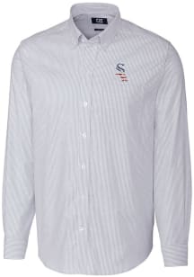 Cutter and Buck Chicago White Sox Mens Light Blue Stretch Oxford Stripe Big and Tall Dress Shirt