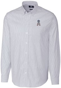 Cutter and Buck Los Angeles Angels Mens Light Blue Stretch Oxford Stripe Big and Tall Dress Shir..