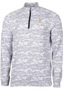 Cutter and Buck Pittsburgh Pirates Mens Charcoal Traverse Camo Print Big and Tall 1/4 Zip Pullov..