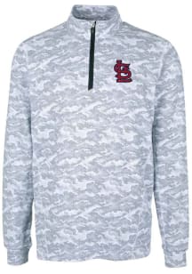 Cutter and Buck St Louis Cardinals Mens Charcoal Traverse Camo Print Big and Tall 1/4 Zip Pullov..