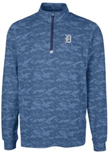 Cutter and Buck Detroit Tigers Mens Navy Blue Traverse Camo Print Big and Tall 1/4 Zip Pullover