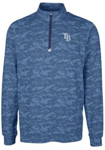 Cutter and Buck Tampa Bay Rays Mens Navy Blue Traverse Camo Print Big and Tall 1/4 Zip Pullover