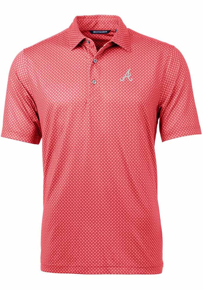 Men's Cutter & Buck Navy Atlanta Braves Big Tall Pike Double Dot Stretch Polo