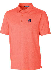 Cutter and Buck Detroit Tigers Mens Orange Forge Heathered Short Sleeve Polo