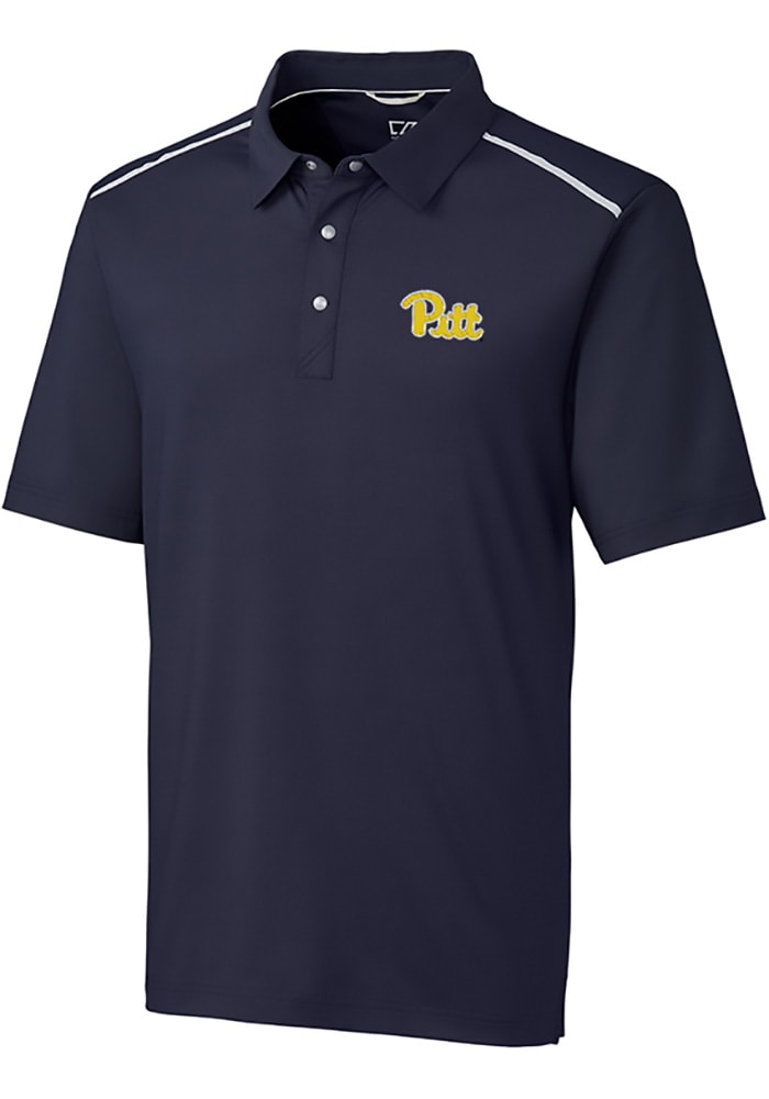 Cutter and Buck Pitt Panthers Mens Navy Blue Fusion Short Sleeve Polo