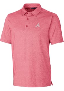 Cutter and Buck Atlanta Braves Mens Red Forge Heathered Short Sleeve Polo