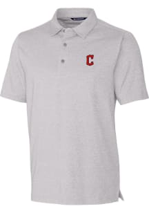 Cutter and Buck Cleveland Guardians Mens Grey Forge Heathered Short Sleeve Polo