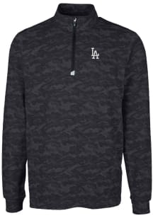 Cutter and Buck Los Angeles Dodgers Mens Black Traverse Camo Print Stretch Long Sleeve 1/4 Zip P..