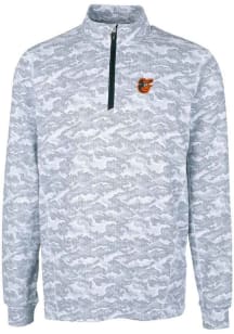 Cutter and Buck Baltimore Orioles Mens Charcoal Traverse Camo Print Stretch Long Sleeve 1/4 Zip ..