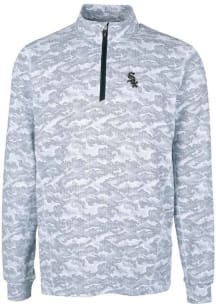 Cutter and Buck Chicago White Sox Mens Charcoal Traverse Camo Print Stretch Long Sleeve 1/4 Zip ..
