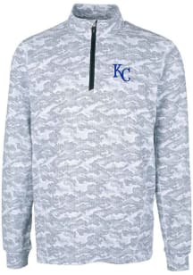 Cutter and Buck Kansas City Royals Mens Charcoal Traverse Camo Print Stretch Long Sleeve 1/4 Zip..