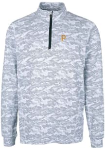 Cutter and Buck Pittsburgh Pirates Mens Charcoal Traverse Camo Print Stretch Long Sleeve 1/4 Zip..