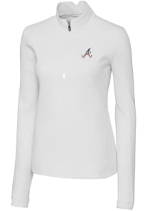 Cutter and Buck Atlanta Braves Womens White Traverse 1/4 Zip Pullover